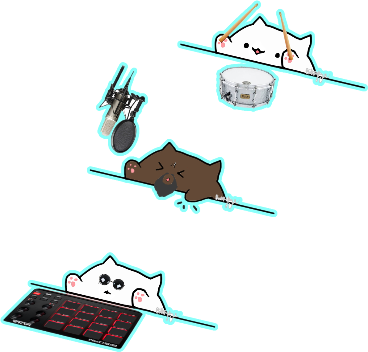 Cats_ Playing_ Musical_ Instruments_ Meme PNG image