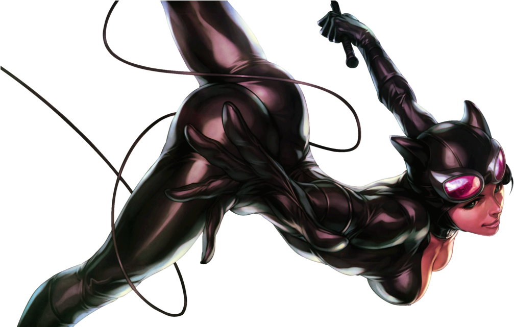 Catwoman Dynamic Pose Artwork PNG image