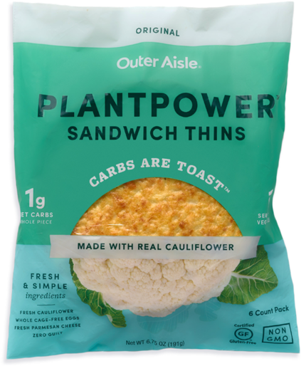 Cauliflower Sandwich Thins Packaging PNG image