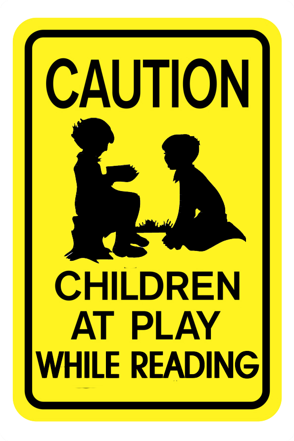 Caution Children At Play While Reading Sign PNG image