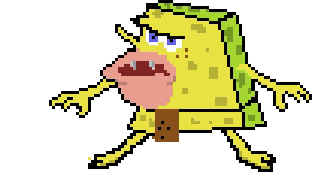 Caveman Sponge Bob Meme Pixel Art PNG image