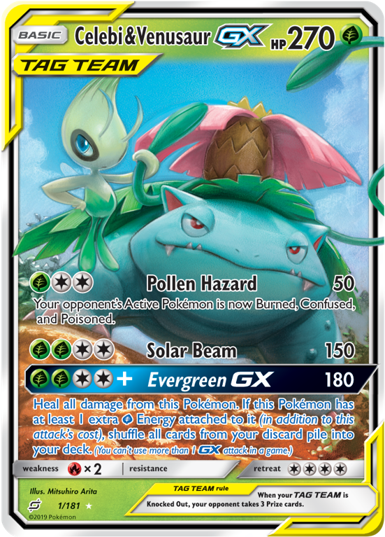 Celebiand Venusaur G X Pokemon Card PNG image