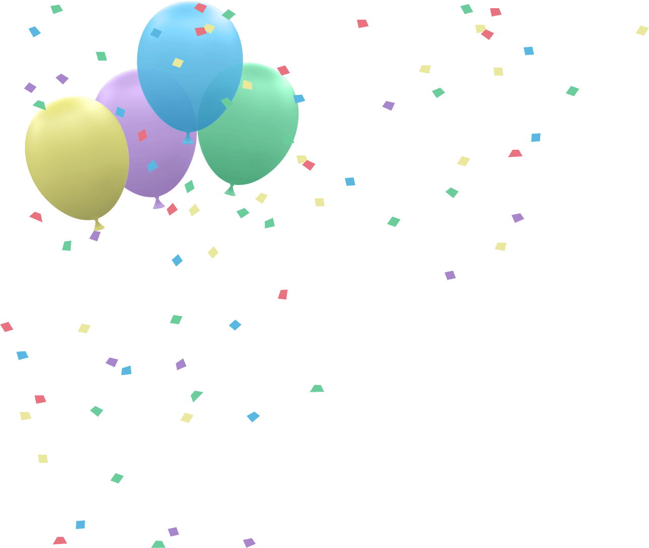 Celebratory Balloonsand Confetti PNG image