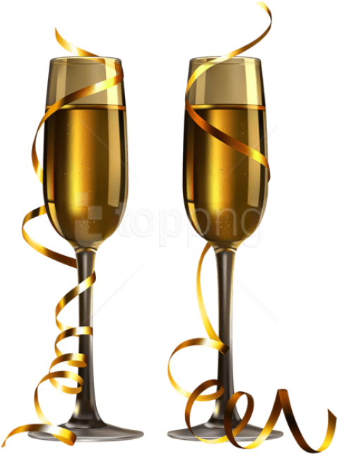 Celebratory Champagne Fluteswith Streamers PNG image