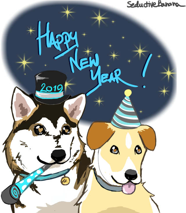 Celebratory Dogs New Year2019 PNG image