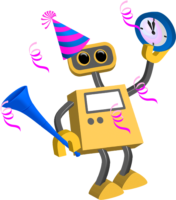 Celebratory Robot New Year Party.png PNG image