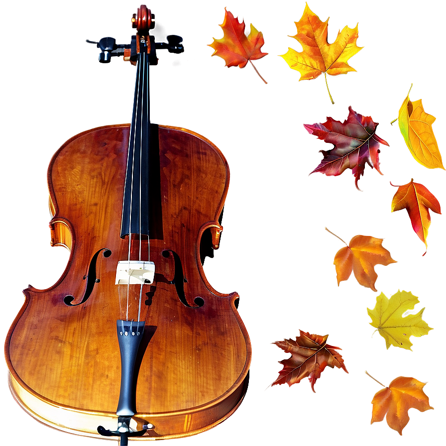 Cello And Autumn Leaves Png 05242024 PNG image