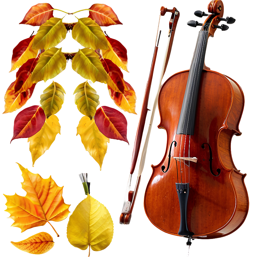 Cello And Autumn Leaves Png Tqk PNG image