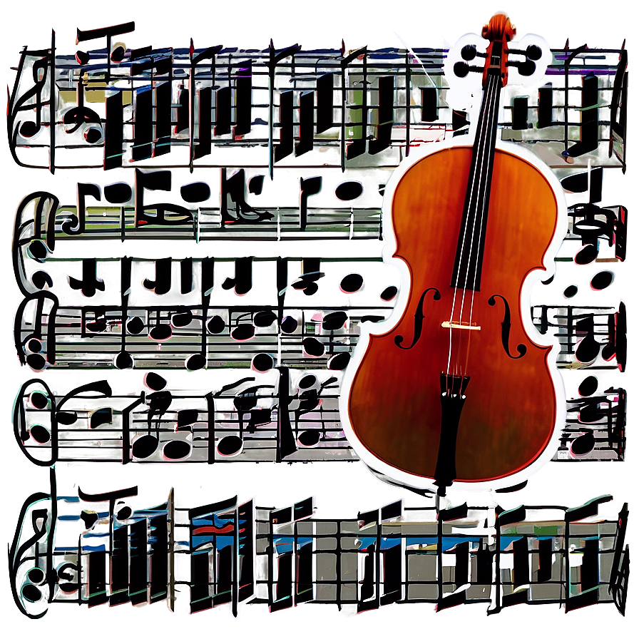 Cello With Music Sheet Png Bru23 PNG image