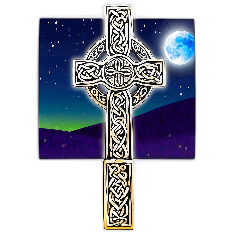 Celtic Cross In Moonlight Png 80 PNG image