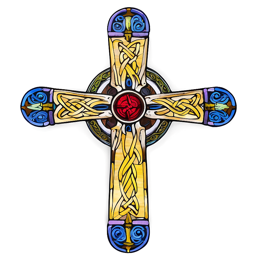 Celtic Cross In Stained Glass Png 06212024 PNG image