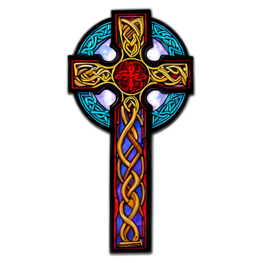 Celtic Cross In Stained Glass Png Dxr PNG image