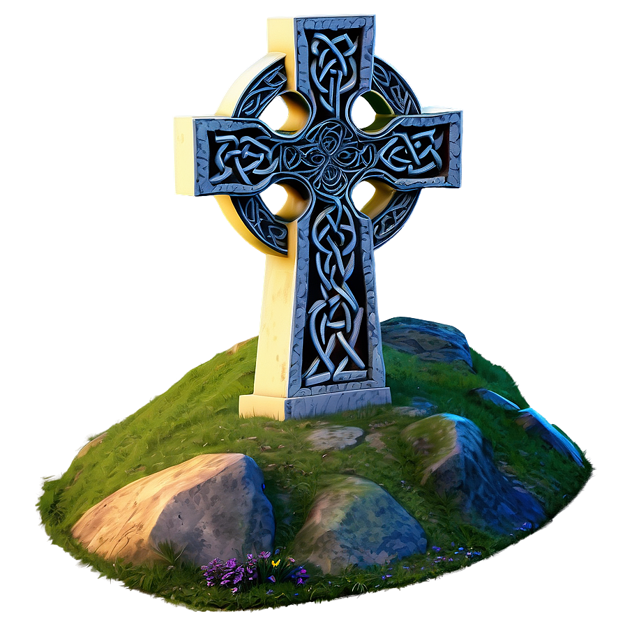 Celtic Cross On Mountain Peak Png Xfp PNG image