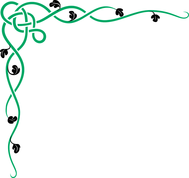 Celtic Inspired Green Vine Border Clipart PNG image