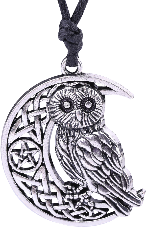 Celtic Owl Pendant Silver PNG image