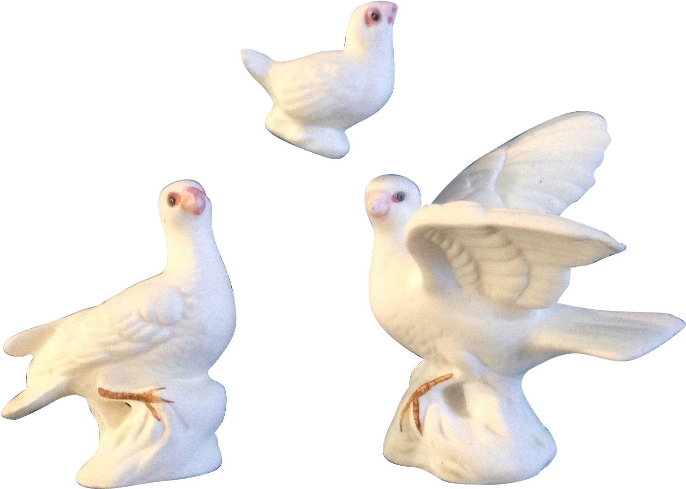 Ceramic Dove Figurines Collection PNG image