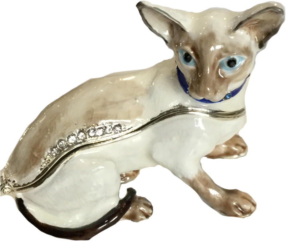 Ceramic Siamese Cat Figurine PNG image