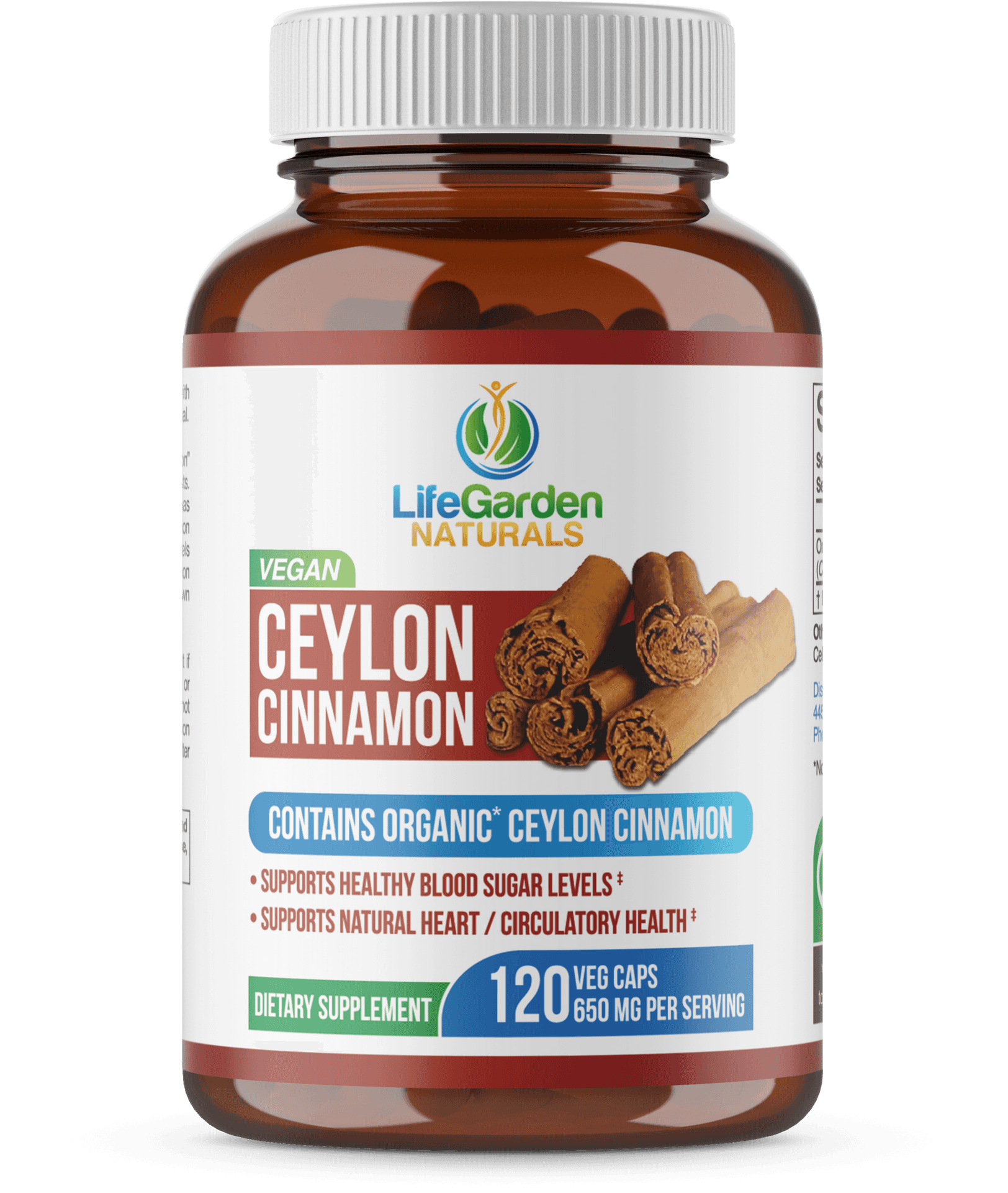 Ceylon Cinnamon Supplement Bottle PNG image