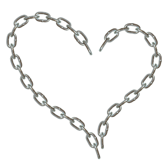 Chain Heart Shapeon Black Background PNG image