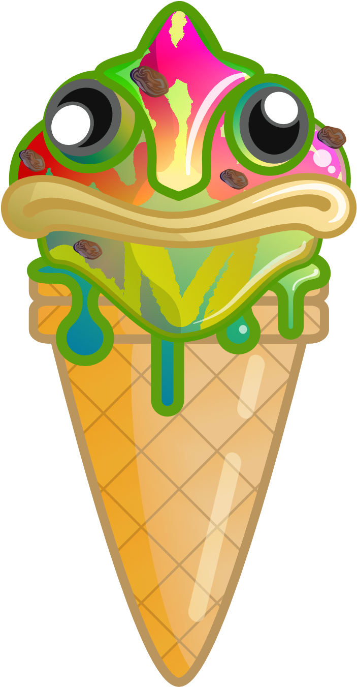 Chameleon Ice Cream Cone Illustration PNG image