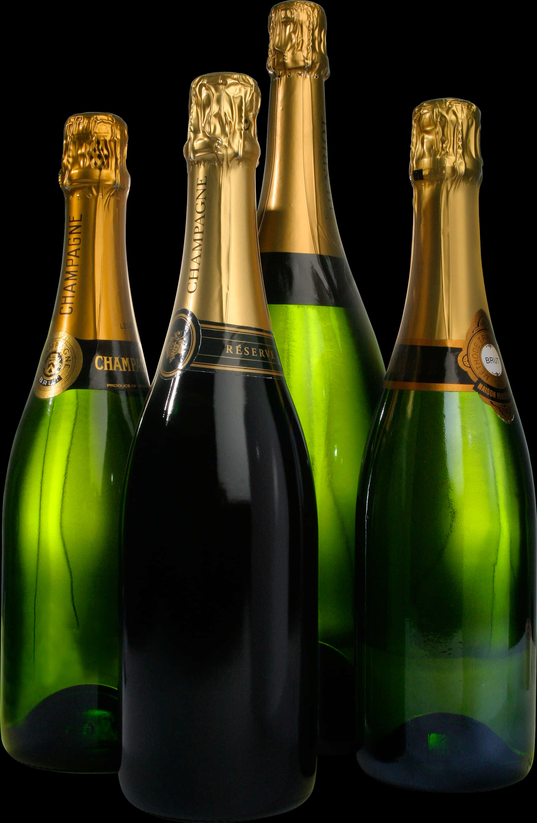 Champagne Bottles Black Background PNG image