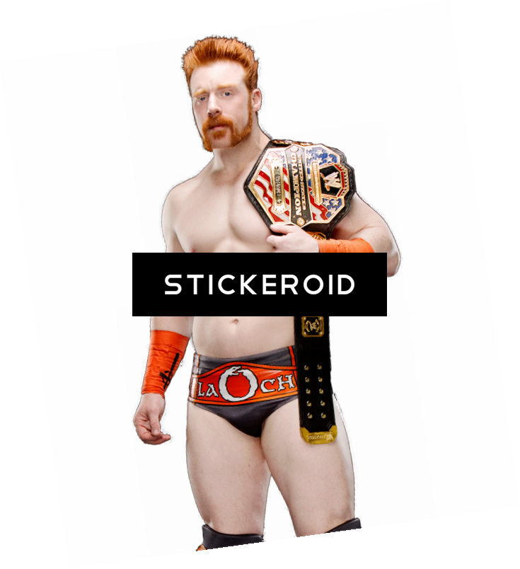 Champion Wrestler Holding Title Belt PNG image