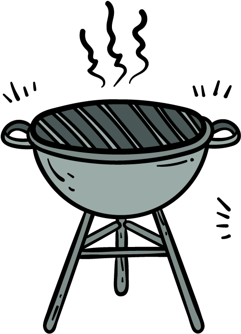 Charcoal Grill Cartoon Illustration PNG image