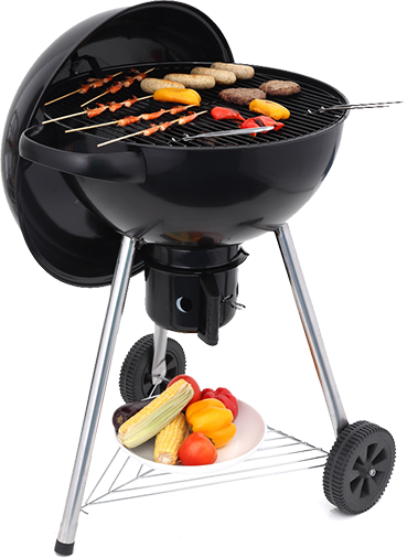Charcoal Grillwith Food Items PNG image