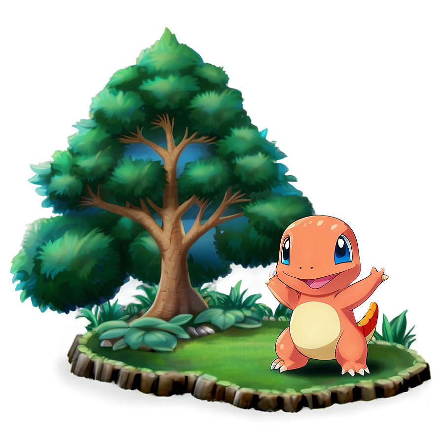 Charmander Magical Forest Scene Png 05212024 PNG image
