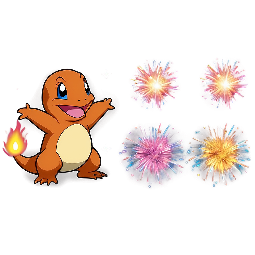 Charmander With Fireworks Png 3 PNG image