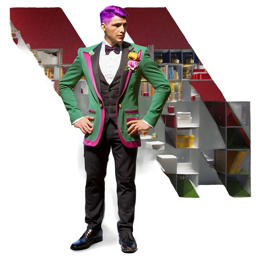 Charming Purple Hair Gentleman Png 48 PNG image