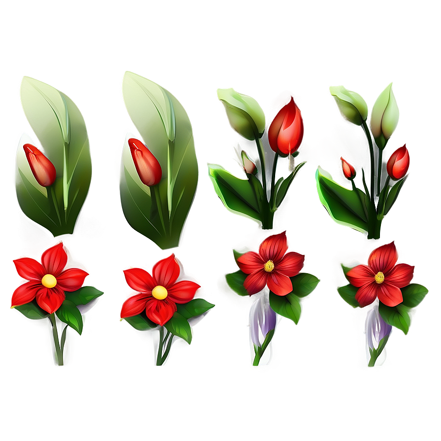 Charming Red Flowers Png Jbn PNG image