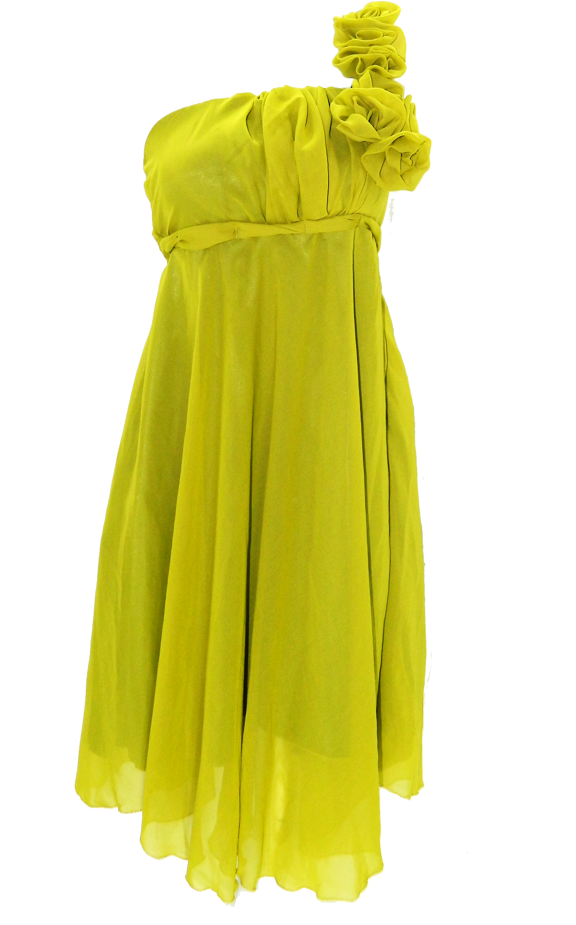 Chartreuse One Shoulder Cocktail Dress PNG image