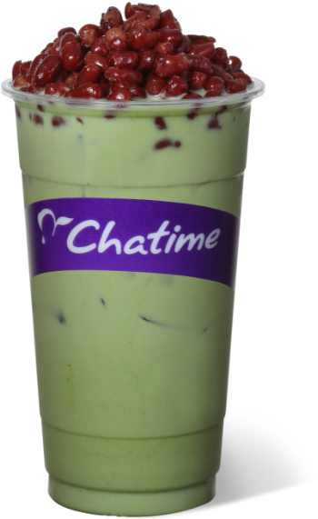 Chatime Green Tea Lattewith Red Beans PNG image