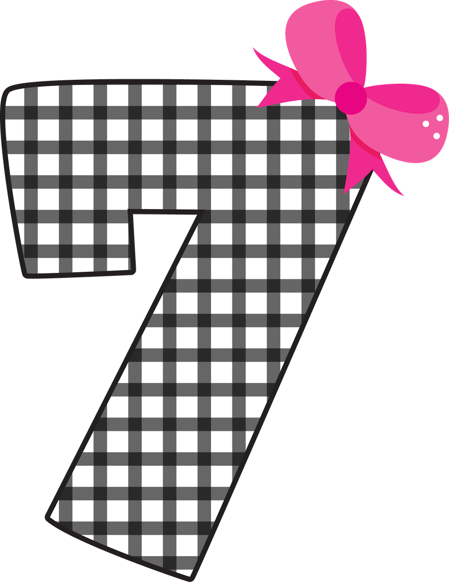 Checkered Number7with Pink Bow PNG image