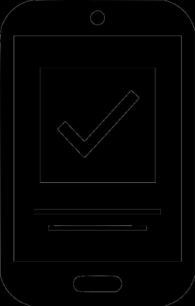 Checkmark_on_ Smartphone_ Screen_ Outline PNG image