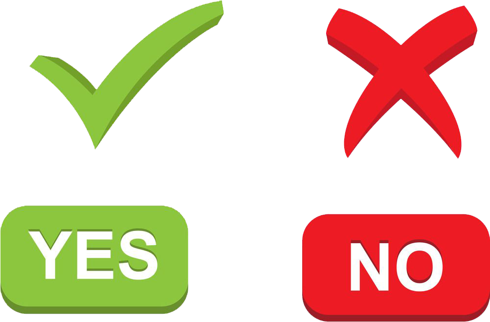 Checkmarkand Cross Yes No Buttons PNG image