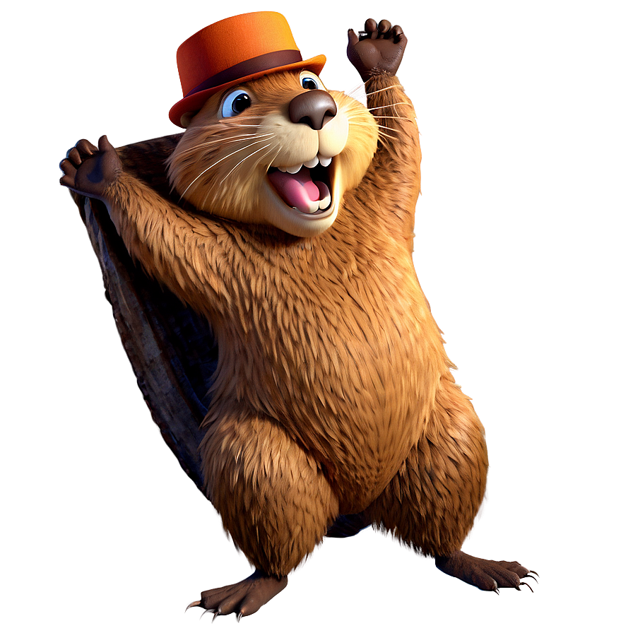 Cheerful Beaver Dancing Png 05242024 PNG image