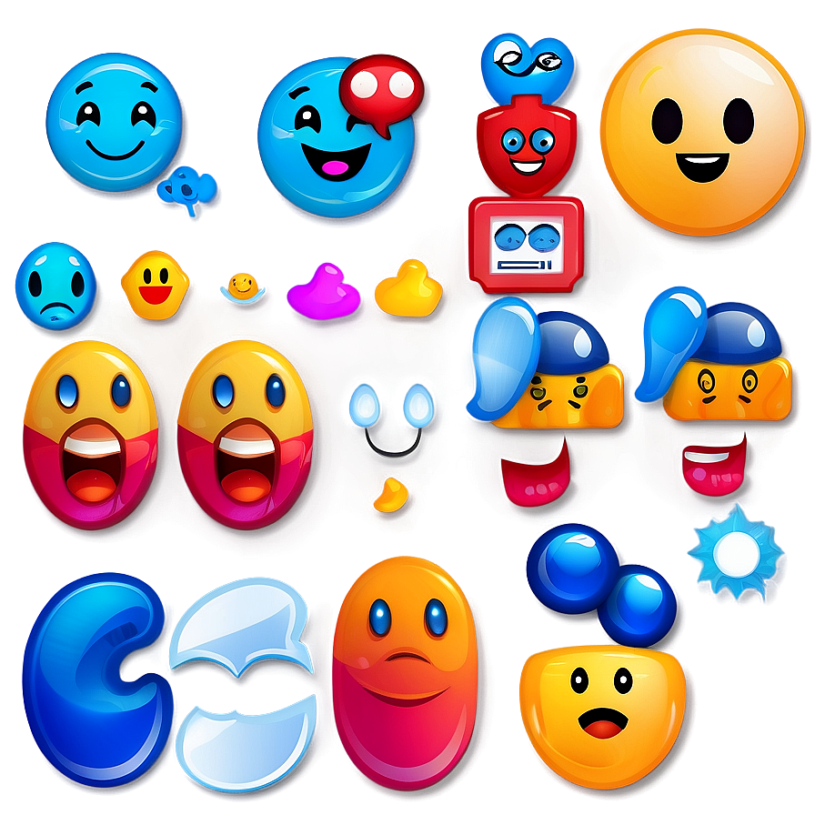 Cheerful Blue Emoji Icons Png 19 PNG image