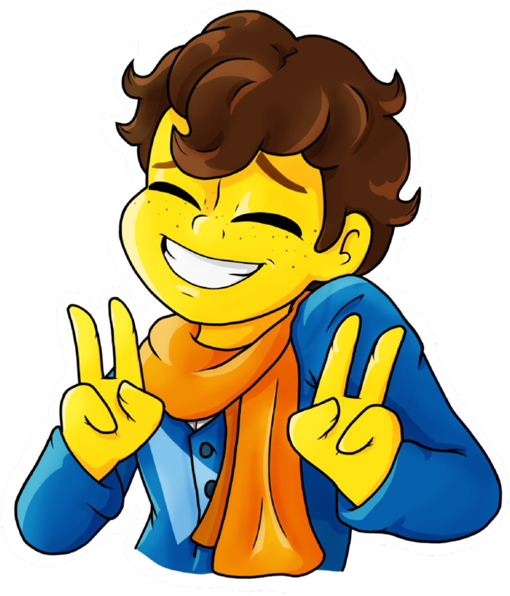 Cheerful Cartoon Character Peace Sign PNG image
