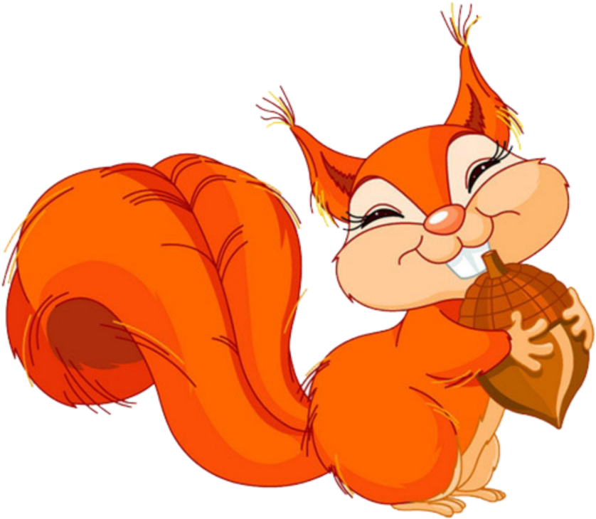 Cheerful Cartoon Squirrel With Acorn.png PNG image