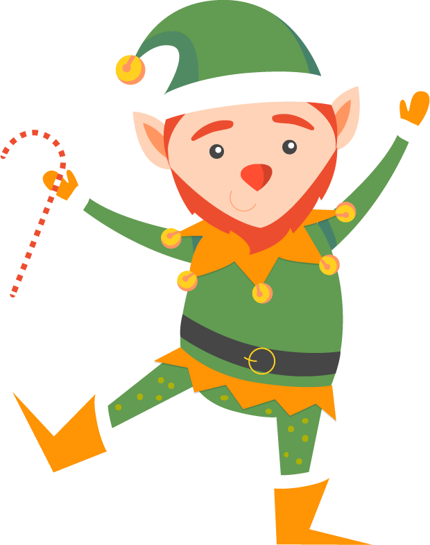 Cheerful Christmas Elf Cartoon PNG image