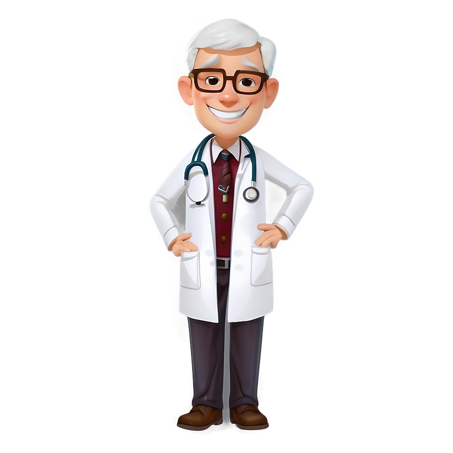 Cheerful Doctor Cartoon Character Png Woj56 PNG image