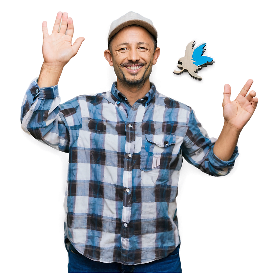 Cheerful Hobo Waving Png 06242024 PNG image