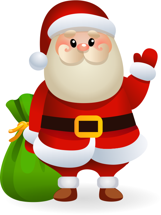 Cheerful Santa Clauswith Gift Bag PNG image