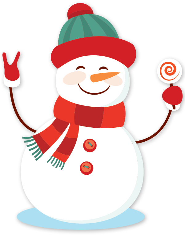 Cheerful Snowman Peace Sign Candy Cane PNG image