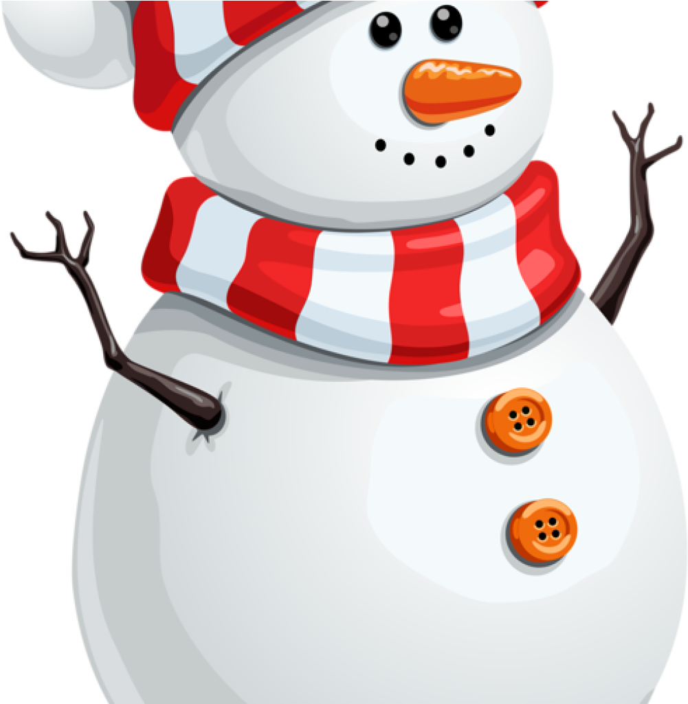 Cheerful Snowman Red Scarf Clipart PNG image