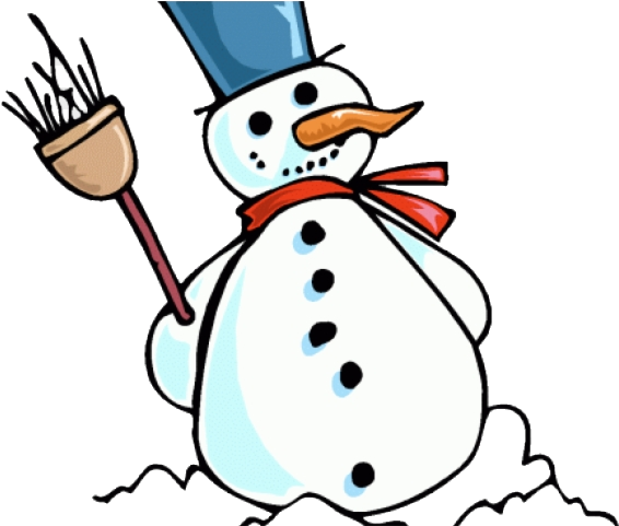 Cheerful Snowman With Broom Clipart PNG image