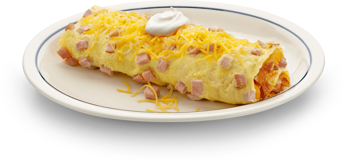 Cheese Ham Omelettewith Sour Cream PNG image