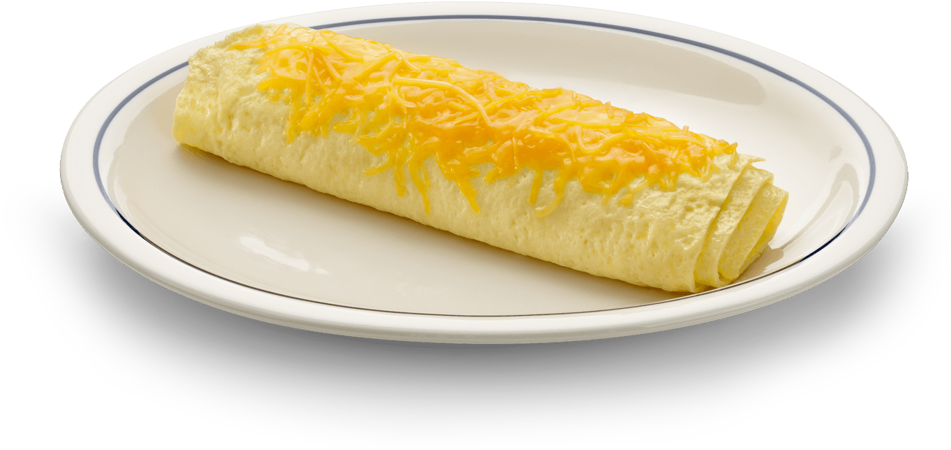 Cheese Topped Omeletteon Plate PNG image